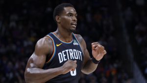 Jalen Duren, durante un partido con los Detroit Pistons.