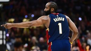 James Harden, celebrando una acción durante el Game 2 contra Toronto Raptors.