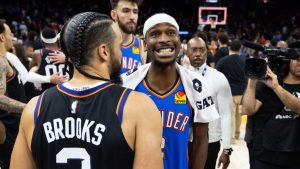 Shai Gilgeous-Alexander, sonriente tras eliminar a los Phoenix Suns.