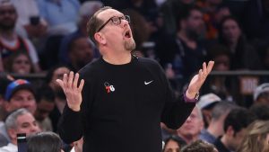 Nick Nurse, durante el Game 2 de la serie ante los Knicks.