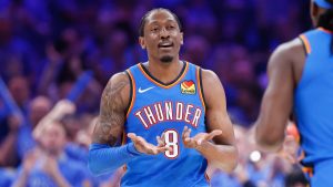 Jalen Williams, disputando un partido con los Thunder.