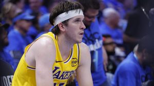 Austin Reaves, durante un partido de los Lakers.