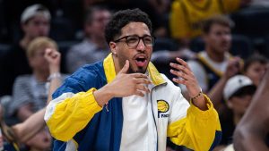 Tyrese Haliburton, durante un partido de los Pacers en la temporada 2025-26.