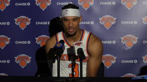 Josh Hart, durante el media day de presentación de la temporada 2026-27 con los Knicks.