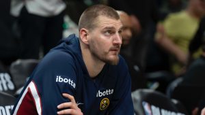 Nikola Jokic, durante su presentación en un partido con los Nuggets.