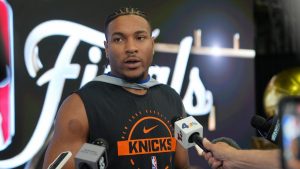 Miles McBride, durante las Finales con los New York Knicks.