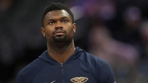 Zion Williamson, durante un calentamiento con los New Orleans Pelicans.